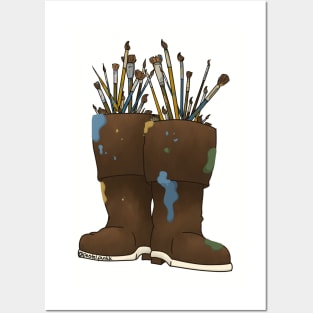 Paint Brush Rain Boots Posters and Art